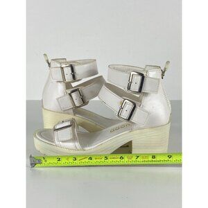 Tenwood Platform Sandals Heels White Size 10 Women's Made in Korea F152